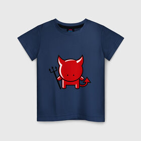 Детская футболка хлопок с принтом Маленький красный чертёнок в Санкт-Петербурге, 100% хлопок | круглый вырез горловины, полуприлегающий силуэт, длина до линии бедер | дьяволы | красный | маленький | монстры | привидения | черт | чертёнок