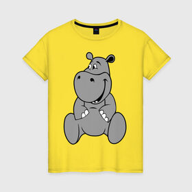 Женская футболка хлопок с принтом Бегемотик в Санкт-Петербурге, 100% хлопок | прямой крой, круглый вырез горловины, длина до линии бедер, слегка спущенное плечо | бегемотик | болото | животные