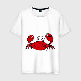 Мужская футболка хлопок с принтом Краб в Санкт-Петербурге, 100% хлопок | прямой крой, круглый вырез горловины, длина до линии бедер, слегка спущенное плечо. | еда | животные | краб | море | пляж | рак