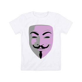 Детская футболка хлопок с принтом Маска Гая Фокса в Санкт-Петербурге, 100% хлопок | круглый вырез горловины, полуприлегающий силуэт, длина до линии бедер | vendetta | вендетта | гай | маска | позитив | смайлы | тбили | теплый маска | фокс