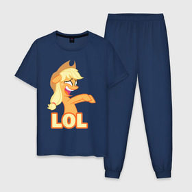 Мужская пижама хлопок с принтом Пони lol в Санкт-Петербурге, 100% хлопок | брюки и футболка прямого кроя, без карманов, на брюках мягкая резинка на поясе и по низу штанин
 | lol | my little pony | pony | брони | лол | пони | пони lol