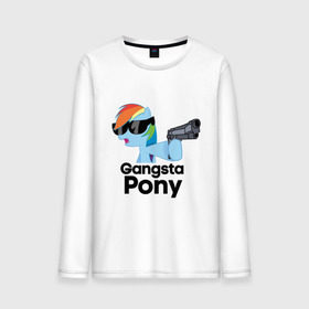 Мужской лонгслив хлопок с принтом Gangsta pony в Санкт-Петербурге, 100% хлопок |  | gangsta pony | my little pony | pony | брони | ганста пони | оружие | очки | пистолет | пони