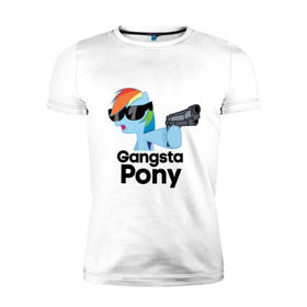 Мужская футболка премиум с принтом Gangsta pony в Санкт-Петербурге, 92% хлопок, 8% лайкра | приталенный силуэт, круглый вырез ворота, длина до линии бедра, короткий рукав | gangsta pony | my little pony | pony | брони | ганста пони | оружие | очки | пистолет | пони