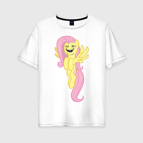 Женская футболка хлопок Oversize с принтом Пони троллфейс в Санкт-Петербурге, 100% хлопок | свободный крой, круглый ворот, спущенный рукав, длина до линии бедер
 | my little pony | pony | брони | пони | пони троллфейс | тролл