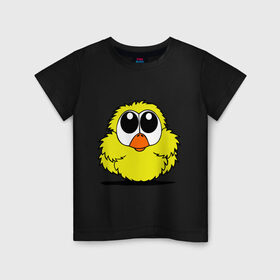 Детская футболка хлопок с принтом Цыпленок в Санкт-Петербурге, 100% хлопок | круглый вырез горловины, полуприлегающий силуэт, длина до линии бедер | Тематика изображения на принте: жёлтый | животные | птичка | цыпка | цыпленок
