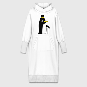 Платье удлиненное хлопок с принтом Пингвин в шляпе в Санкт-Петербурге,  |  | животные | лед | пингвин в шляпе | трость.снег | шляпа