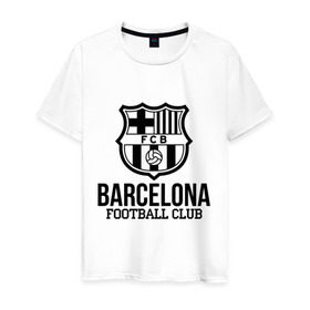 Мужская футболка хлопок с принтом Barcelona FC в Санкт-Петербурге, 100% хлопок | прямой крой, круглый вырез горловины, длина до линии бедер, слегка спущенное плечо. | barcelona | fc | fc barcelona | footbal club | барселона | лого | логотип | спорт | футбол | футбольный клуб