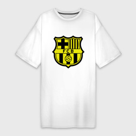 Платье-футболка хлопок с принтом Barcelona logo в Санкт-Петербурге,  |  | barcelona | fc | fc barcelona | footbal club | барселона | лого | логотип | спорт | футбол | футбольный клуб