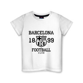Детская футболка хлопок с принтом Barcelona 1899 в Санкт-Петербурге, 100% хлопок | круглый вырез горловины, полуприлегающий силуэт, длина до линии бедер | Тематика изображения на принте: barcelona | fc | fc barcelona | footbal club | барселона | лого | логотип | спорт | футбол | футбольный клуб