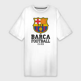 Платье-футболка хлопок с принтом Barcelona FC в Санкт-Петербурге,  |  | barcelona | fc | fc barcelona | footbal club | барселона | лого | логотип | спорт | футбол | футбольный клуб