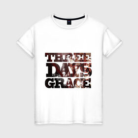 Женская футболка хлопок с принтом Three days grace (dark) в Санкт-Петербурге, 100% хлопок | прямой крой, круглый вырез горловины, длина до линии бедер, слегка спущенное плечо | three days grace
