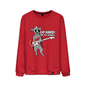 Мужской свитшот хлопок с принтом Собака с гитарой (Go hard or go home) в Санкт-Петербурге, 100% хлопок |  | гитара