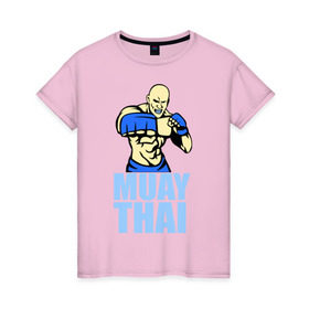 Женская футболка хлопок с принтом Muay Thai (Тайский бокс) в Санкт-Петербурге, 100% хлопок | прямой крой, круглый вырез горловины, длина до линии бедер, слегка спущенное плечо | 