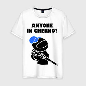 Мужская футболка хлопок с принтом DayZ: Anyone in cherno в Санкт-Петербурге, 100% хлопок | прямой крой, круглый вырез горловины, длина до линии бедер, слегка спущенное плечо. | anyone in cherno | dayz | дейзи
