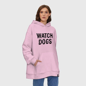 Худи SuperOversize хлопок с принтом Watch Dogs в Санкт-Петербурге, 70% хлопок, 30% полиэстер, мягкий начес внутри | карман-кенгуру, эластичная резинка на манжетах и по нижней кромке, двухслойный капюшон
 | wg | игра