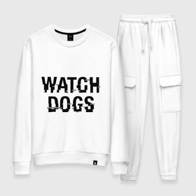 Женский костюм хлопок с принтом Watch Dogs в Санкт-Петербурге, 100% хлопок | на свитшоте круглая горловина, мягкая резинка по низу. Брюки заужены к низу, на них два вида карманов: два 