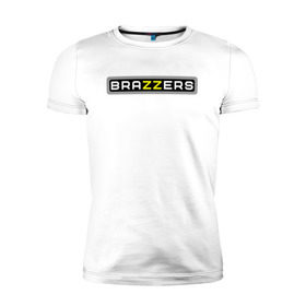 Мужская футболка премиум с принтом Brazzers в Санкт-Петербурге, 92% хлопок, 8% лайкра | приталенный силуэт, круглый вырез ворота, длина до линии бедра, короткий рукав | brazzers