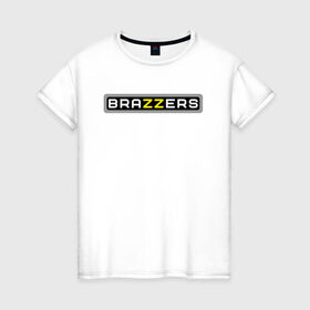Женская футболка хлопок с принтом Brazzers в Санкт-Петербурге, 100% хлопок | прямой крой, круглый вырез горловины, длина до линии бедер, слегка спущенное плечо | brazzers