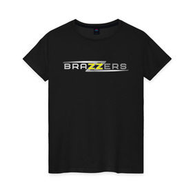 Женская футболка хлопок с принтом Brazzers в Санкт-Петербурге, 100% хлопок | прямой крой, круглый вырез горловины, длина до линии бедер, слегка спущенное плечо | brazzers