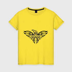 Женская футболка хлопок с принтом Тату силуэт орла в Санкт-Петербурге, 100% хлопок | прямой крой, круглый вырез горловины, длина до линии бедер, слегка спущенное плечо | коршун | орел | птица | силуэт | сокол | тату | трайбл | узор