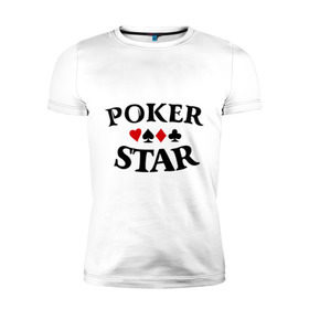 Мужская футболка премиум с принтом Poker Stars в Санкт-Петербурге, 92% хлопок, 8% лайкра | приталенный силуэт, круглый вырез ворота, длина до линии бедра, короткий рукав | Тематика изображения на принте: poker | stars | пики | покер | старс
