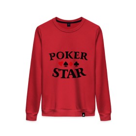 Женский свитшот хлопок с принтом Poker Stars в Санкт-Петербурге, 100% хлопок | прямой крой, круглый вырез, на манжетах и по низу широкая трикотажная резинка  | poker | stars | пики | покер | старс