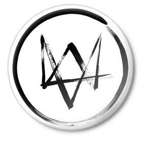 Значок с принтом Watch dog - логотип в Санкт-Петербурге,  металл | круглая форма, металлическая застежка в виде булавки | watch dogs