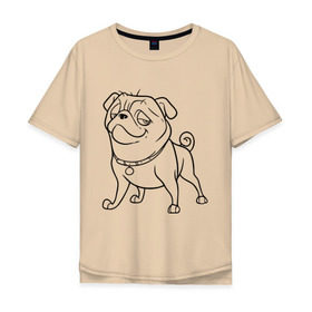 Мужская футболка хлопок Oversize с принтом Мопс в Санкт-Петербурге, 100% хлопок | свободный крой, круглый ворот, “спинка” длиннее передней части | the nut job | белка | зайка | мопс | мультик | мультфильм | пес | реальная белка | собака