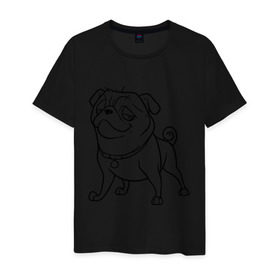 Мужская футболка хлопок с принтом Мопс в Санкт-Петербурге, 100% хлопок | прямой крой, круглый вырез горловины, длина до линии бедер, слегка спущенное плечо. | the nut job | белка | зайка | мопс | мультик | мультфильм | пес | реальная белка | собака