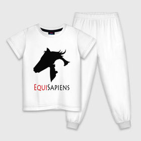 Детская пижама хлопок с принтом Конный спорт - лошади в Санкт-Петербурге, 100% хлопок |  брюки и футболка прямого кроя, без карманов, на брюках мягкая резинка на поясе и по низу штанин
 | equi | sapiens | жокей | кони | конный | лошади