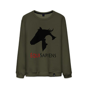 Мужской свитшот хлопок с принтом Конный спорт - лошади в Санкт-Петербурге, 100% хлопок |  | equi | sapiens | жокей | кони | конный | лошади