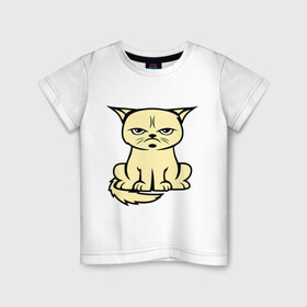 Детская футболка хлопок с принтом Недовольный кот в Санкт-Петербурге, 100% хлопок | круглый вырез горловины, полуприлегающий силуэт, длина до линии бедер | cat | grumpy | киса | кот | котэ | кошка | недовольный