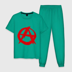 Мужская пижама хлопок с принтом Анархист в Санкт-Петербурге, 100% хлопок | брюки и футболка прямого кроя, без карманов, на брюках мягкая резинка на поясе и по низу штанин
 | анархия | мама