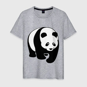 Мужская футболка хлопок с принтом Панда в Санкт-Петербурге, 100% хлопок | прямой крой, круглый вырез горловины, длина до линии бедер, слегка спущенное плечо. | Тематика изображения на принте: панда