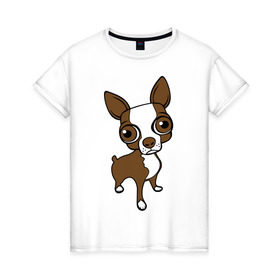 Женская футболка хлопок с принтом Милая собачка в Санкт-Петербурге, 100% хлопок | прямой крой, круглый вырез горловины, длина до линии бедер, слегка спущенное плечо | милая | пес | собака | собачка | терьер | той | чихуахуа