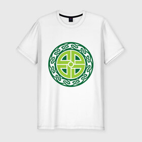 Мужская футболка премиум с принтом Кельтский щит (руна) в Санкт-Петербурге, 92% хлопок, 8% лайкра | приталенный силуэт, круглый вырез ворота, длина до линии бедра, короткий рукав | celtic | rune | shield | кельт | руна | щит