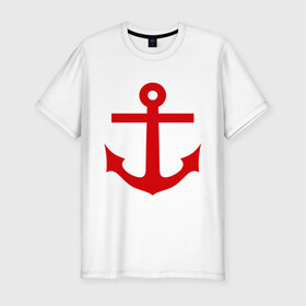 Мужская футболка премиум с принтом Якорь в Санкт-Петербурге, 92% хлопок, 8% лайкра | приталенный силуэт, круглый вырез ворота, длина до линии бедра, короткий рукав | anchor | captain | sailor | вмф | волна | девушке | капитан | корабль | любимому | матрос | море | моряк | моряку | мужчине | палуба | парню | подарок | штиль | шторм | якорь