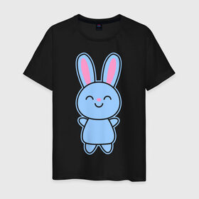 Мужская футболка хлопок с принтом Зайка в Санкт-Петербурге, 100% хлопок | прямой крой, круглый вырез горловины, длина до линии бедер, слегка спущенное плечо. | bunny | rabbit | белый | зайка | заяц | кролик | милый