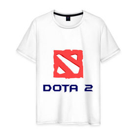 Мужская футболка хлопок с принтом Dota 2 logo в Санкт-Петербурге, 100% хлопок | прямой крой, круглый вырез горловины, длина до линии бедер, слегка спущенное плечо. | 