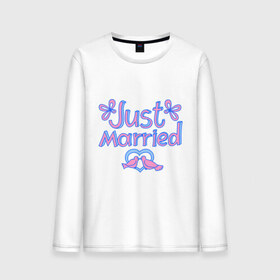 Мужской лонгслив хлопок с принтом Just married blue в Санкт-Петербурге, 100% хлопок |  | Тематика изображения на принте: just married | брак | голубки | жених | кольца | молодожены | невеста | свадьба | супруги