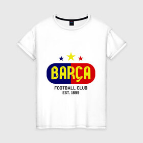 Женская футболка хлопок с принтом Barcelona Football club в Санкт-Петербурге, 100% хлопок | прямой крой, круглый вырез горловины, длина до линии бедер, слегка спущенное плечо | barca | barcelona | club | football | барселона | клуб | футбол