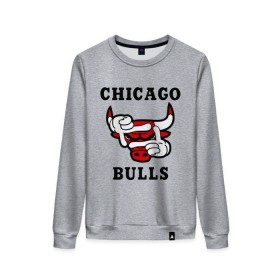 Женский свитшот хлопок с принтом Chicago Bulls Swag в Санкт-Петербурге, 100% хлопок | прямой крой, круглый вырез, на манжетах и по низу широкая трикотажная резинка  | bulls | chicago | new | swag | буллс | чикаго