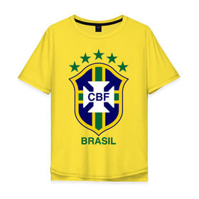 Мужская футболка хлопок Oversize с принтом Сборная Бразилии по футболу в Санкт-Петербурге, 100% хлопок | свободный крой, круглый ворот, “спинка” длиннее передней части | бразилия