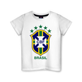 Детская футболка хлопок с принтом Сборная Бразилии по футболу в Санкт-Петербурге, 100% хлопок | круглый вырез горловины, полуприлегающий силуэт, длина до линии бедер | бразилия