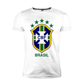 Мужская футболка премиум с принтом Сборная Бразилии по футболу в Санкт-Петербурге, 92% хлопок, 8% лайкра | приталенный силуэт, круглый вырез ворота, длина до линии бедра, короткий рукав | бразилия