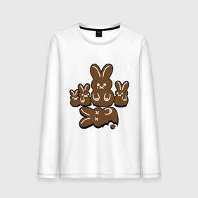 Мужской лонгслив хлопок с принтом Шоколадные кролики в Санкт-Петербурге, 100% хлопок |  | chocolate | death | rabbit | еда | зайцы | заяц | зверь | кролик | шоколад