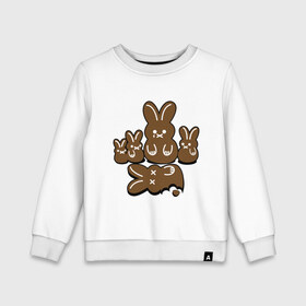 Детский свитшот хлопок с принтом Шоколадные кролики в Санкт-Петербурге, 100% хлопок | круглый вырез горловины, эластичные манжеты, пояс и воротник | chocolate | death | rabbit | еда | зайцы | заяц | зверь | кролик | шоколад