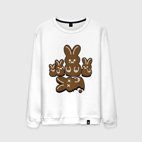 Мужской свитшот хлопок с принтом Шоколадные кролики в Санкт-Петербурге, 100% хлопок |  | chocolate | death | rabbit | еда | зайцы | заяц | зверь | кролик | шоколад