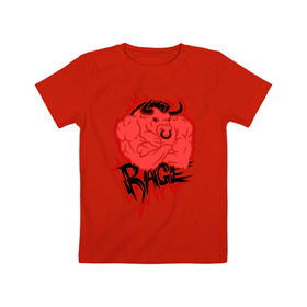 Детская футболка хлопок с принтом Rage (Ярость) в Санкт-Петербурге, 100% хлопок | круглый вырез горловины, полуприлегающий силуэт, длина до линии бедер | bull | rage | бык | качок | силовой | спорт | ярость