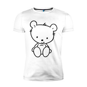 Мужская футболка премиум с принтом Белый мишка в Санкт-Петербурге, 92% хлопок, 8% лайкра | приталенный силуэт, круглый вырез ворота, длина до линии бедра, короткий рукав | белый | маленький | медведь | медвежонок | милый | мишка | мишутка